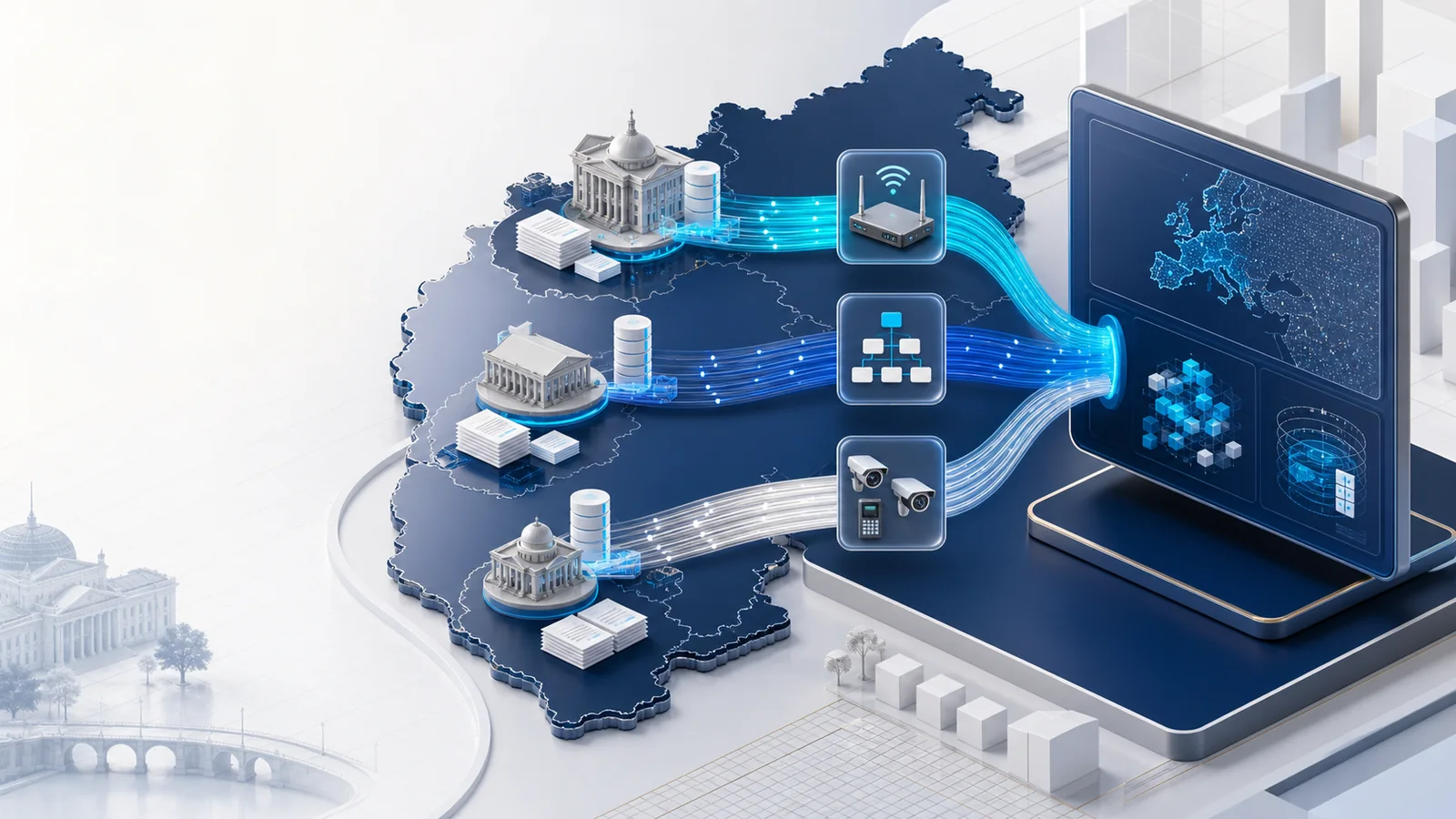 Abstract procurement monitoring dashboard with structured data signals